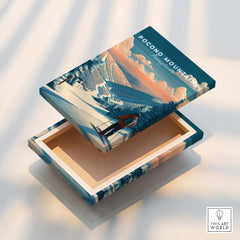 Pocono Mountains Ski Wall Art Print showcasing vibrant skiing imagery on a decorative box.