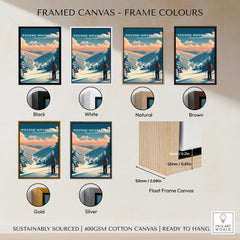 Pocono Mountains Ski Wall Art Print available in various frame colors including Black, White, Natural, Brown, Gold, Silver.