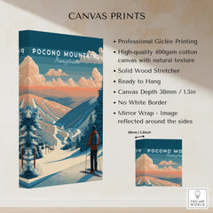 Pocono Mountains Ski Wall Art Print featuring vibrant colors and ski imagery, perfect for enhancing your space.