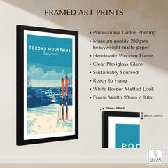 Pocono Mountains Pennsylvania Ski Resort Poster - Winter Sports Scenery Print in a framed art print display.