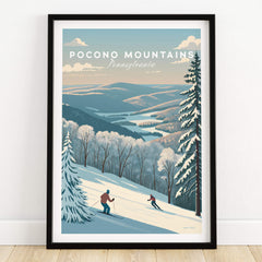 Pocono Mountains Pennsylvania Ski Run Poster - Winter Mountain Art Print featuring a scenic winter ski run landscape.