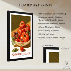 Italian Tomatoes Kitchen Wall Art - framed print details measurements quality details
