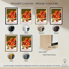 Italian Tomatoes Kitchen Wall Art - framed canvas float frame colour options