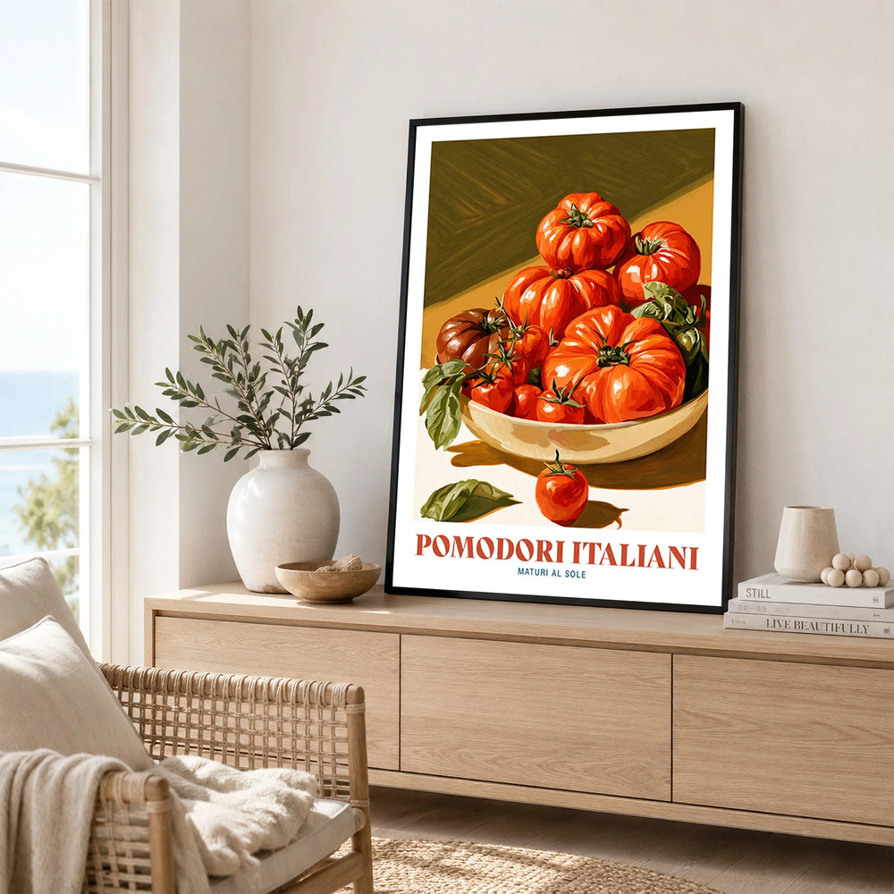 Italian Tomatoes Kitchen Wall Art - framed artwork living room lifestyle setting