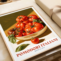Italian Tomatoes Kitchen Wall Art - framed art print closeup gift unwrapped natural frame