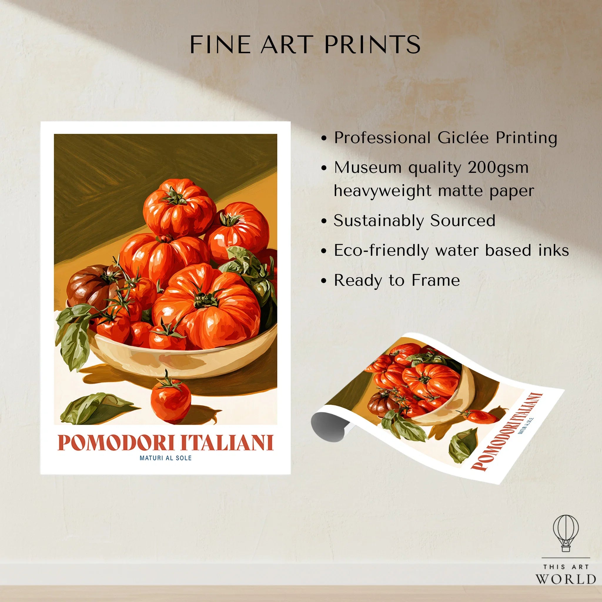 Italian Tomatoes Kitchen Wall Art - fine art print unframed quality details