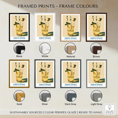 Porto Tonico Portuguese Cocktail Poster - framed print colour options