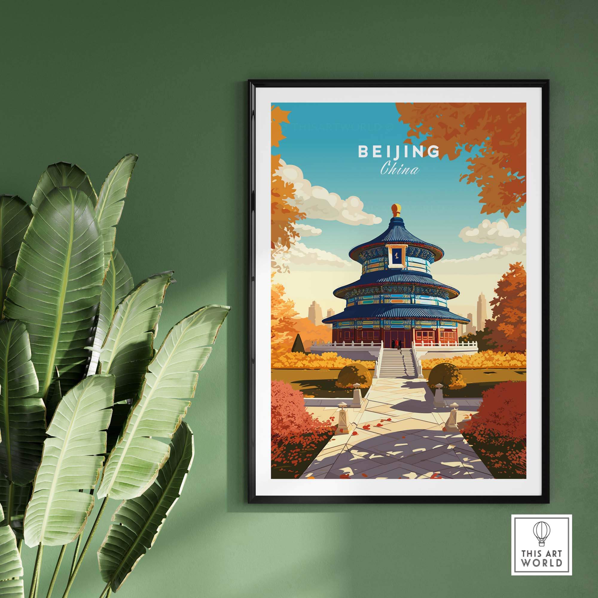 Beijing Print featuring the Temple of Heaven in vibrant colors, perfect for home decor or a thoughtful gift.