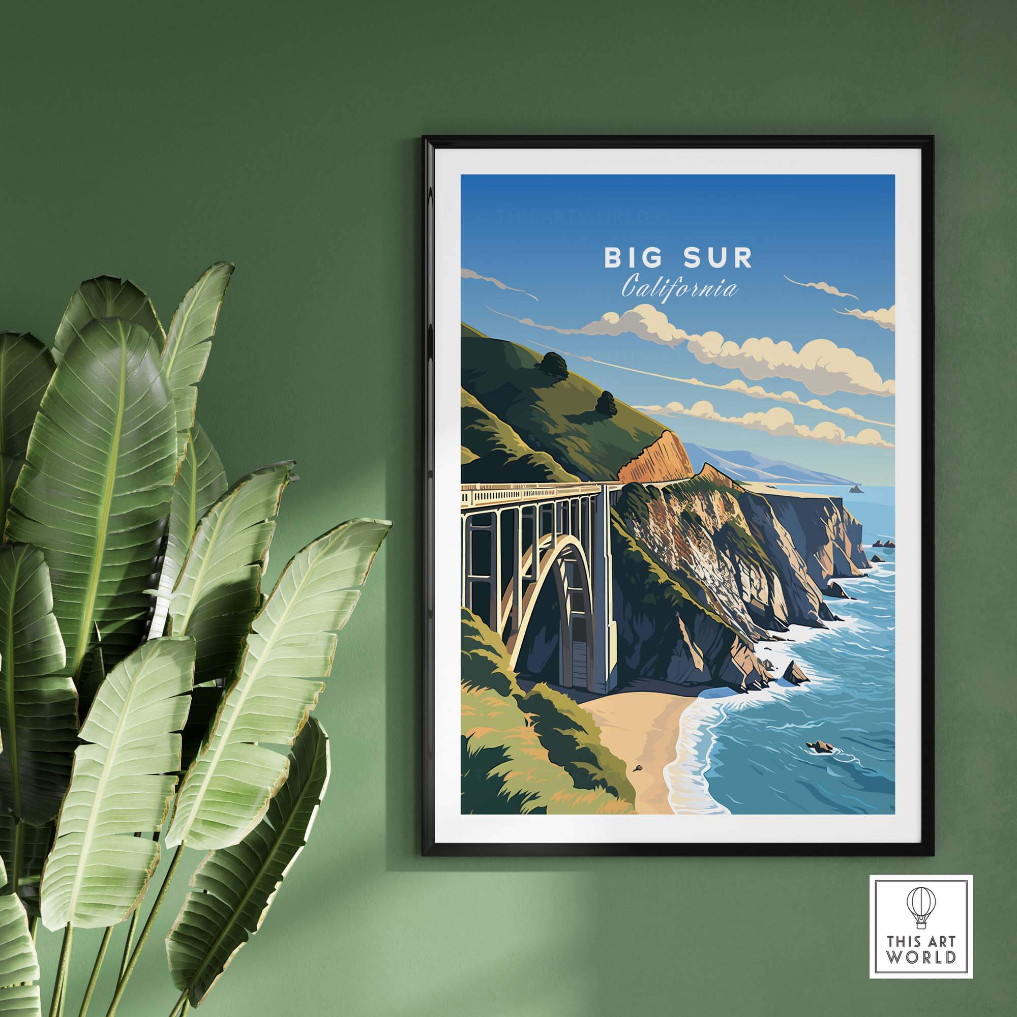 Big Sur Print featuring California's iconic coastline, framed art for gallery walls, perfect home decor and gift idea.