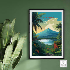 Vibrant Costa Rica Print featuring Arenal Volcano and lush landscapes, perfect for adding tropical decor to your home.