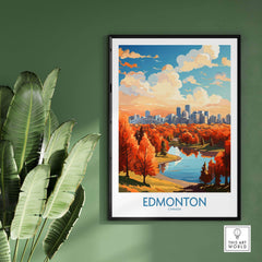 Edmonton Wall Art Print showing the Edmonton Skyline in Autumn - Exclusive to ThisArtWorld