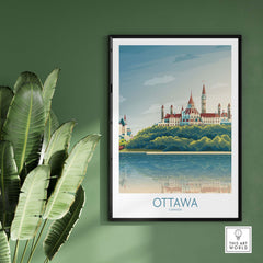 Ottawa Wall Art Print featuring natural scenery and iconic architecture, perfect for Canadian-themed decor.