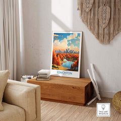 Edmonton Wall Art Print showing the Edmonton Skyline in Autumn - Exclusive to ThisArtWorld