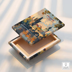 Prague Wall Art decorative box featuring stunning city views and European charm, perfect for home decor.
