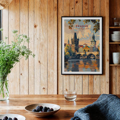 Prague Wall Art showcasing a picturesque view of the city with vibrant colors, adding European charm to any space.