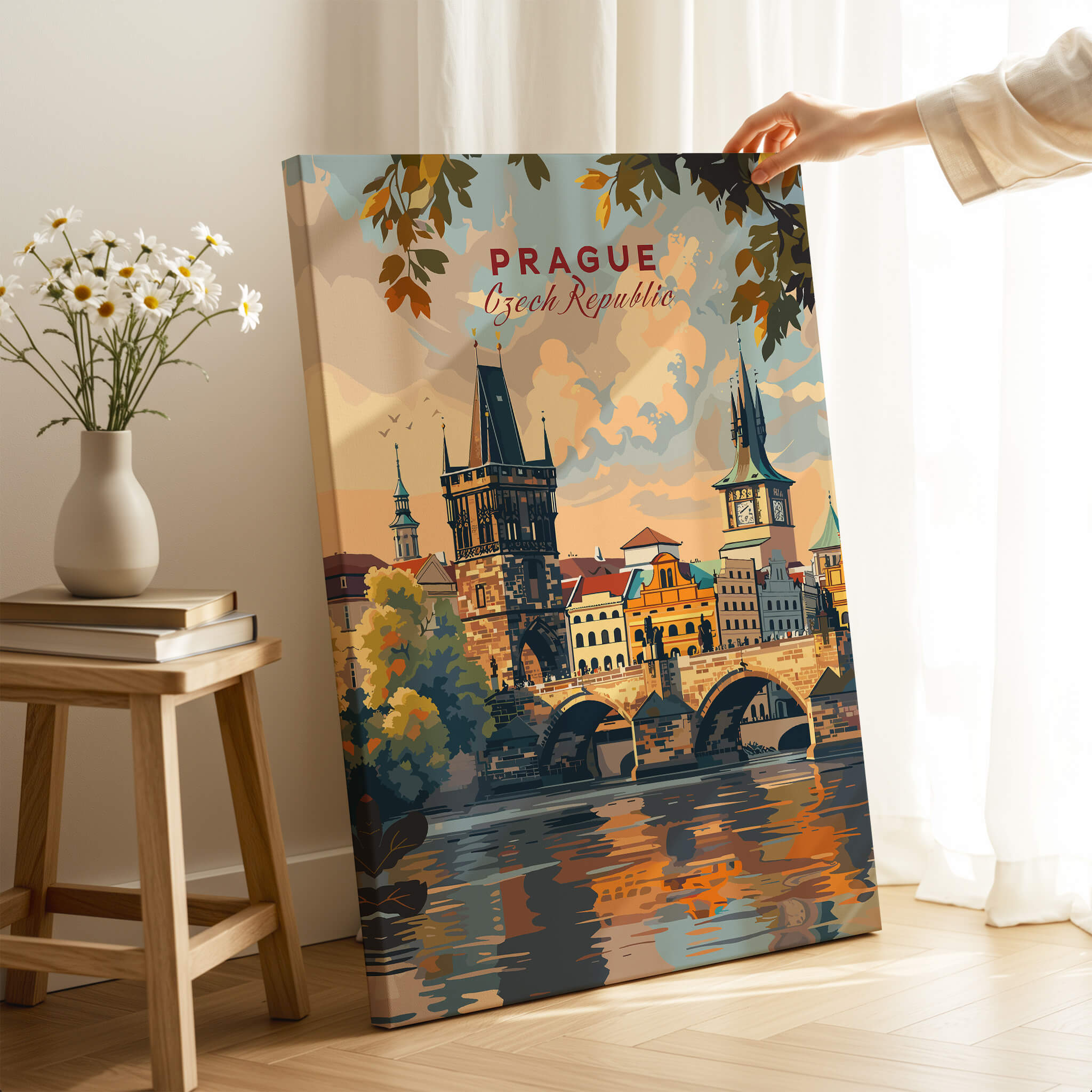 Prague Wall Art showcasing vibrant views of the city's landmarks in a charming European style.