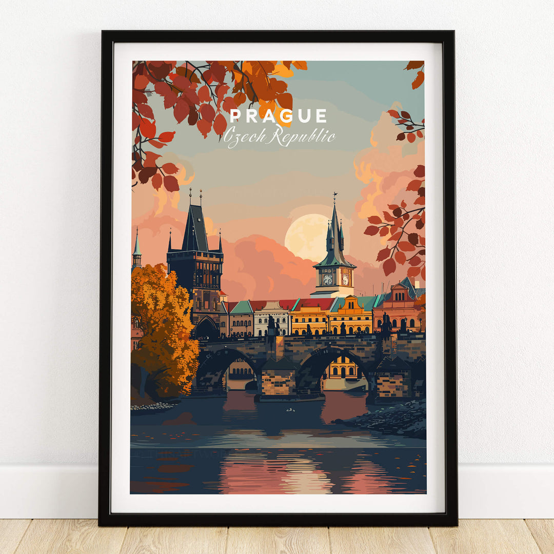Prague Art Print featuring the iconic architecture and charm of Prague with vibrant autumn colors.