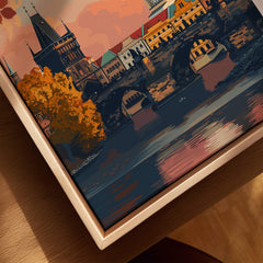 Prague Art Print depicting the iconic architecture and charm of Prague with vibrant autumn colors.