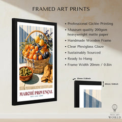 Provencal Market French Kitchen Wall Art - framed print details measurements quality details