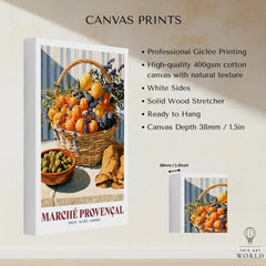 Provencal Market French Kitchen Wall Art - canvas print stretched cotton canvas details