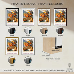 Provencal Market French Kitchen Wall Art - framed canvas float frame colour options