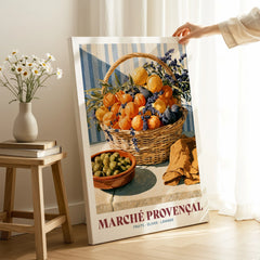 Provencal Market French Kitchen Wall Art - canvas print mirror edge hand holding room setting