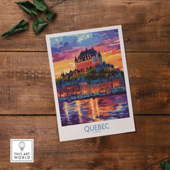 Quebec Travel Art Print - Château Frontenac featuring stunning architecture and vibrant colors.