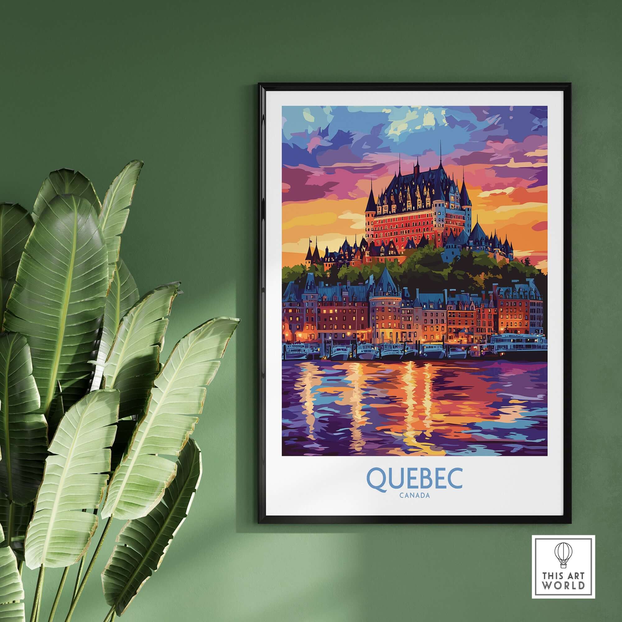 Quebec Travel Art Print - Château Frontenac showcasing the beautiful architecture of the historic Château Frontenac.