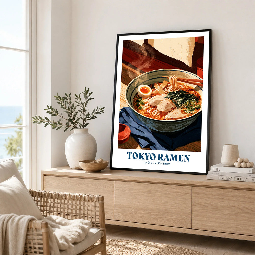 Tokyo Ramen Japanese Kitchen Wall Art - framed artwork living room lifestyle setting