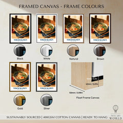 Japanese Ramen Kitchen Wall Art - framed canvas float frame colour options