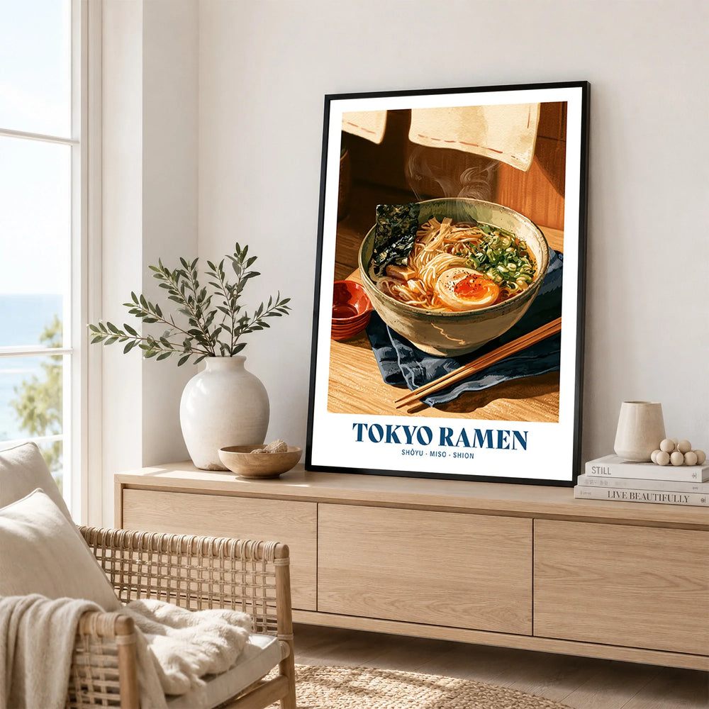 Japanese Ramen Kitchen Wall Art - framed artwork living room lifestyle setting
