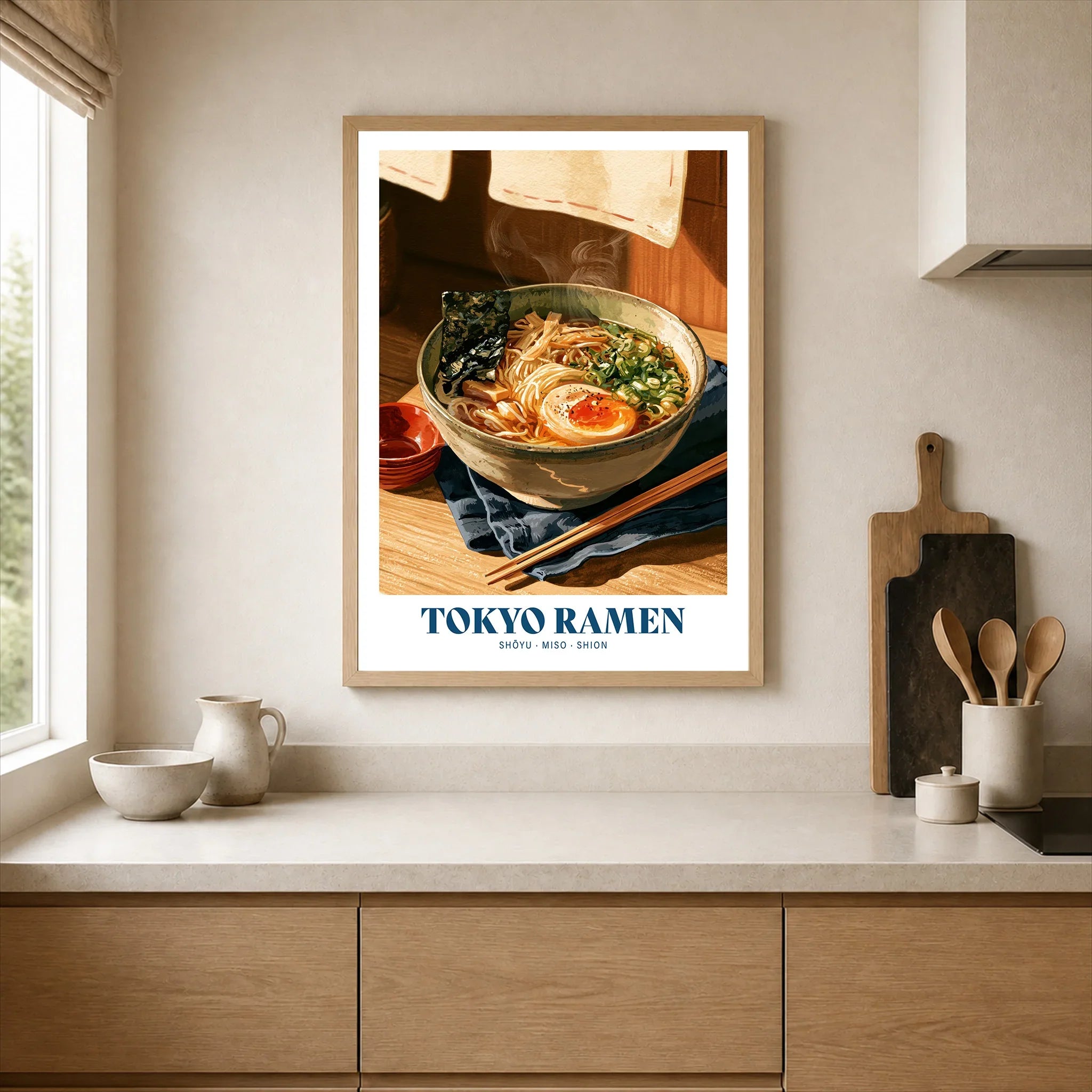 Japanese Ramen Kitchen Wall Art - neutral kitchen single frame mockup This Art World