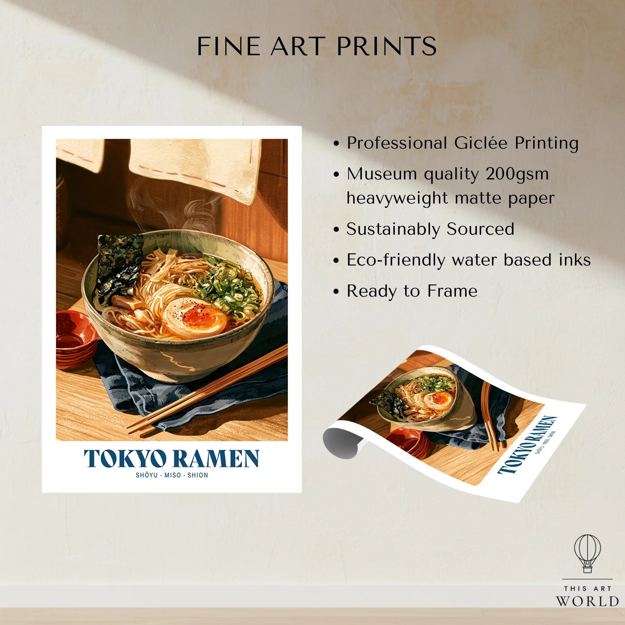 Japanese Ramen Kitchen Wall Art - fine art print unframed quality details