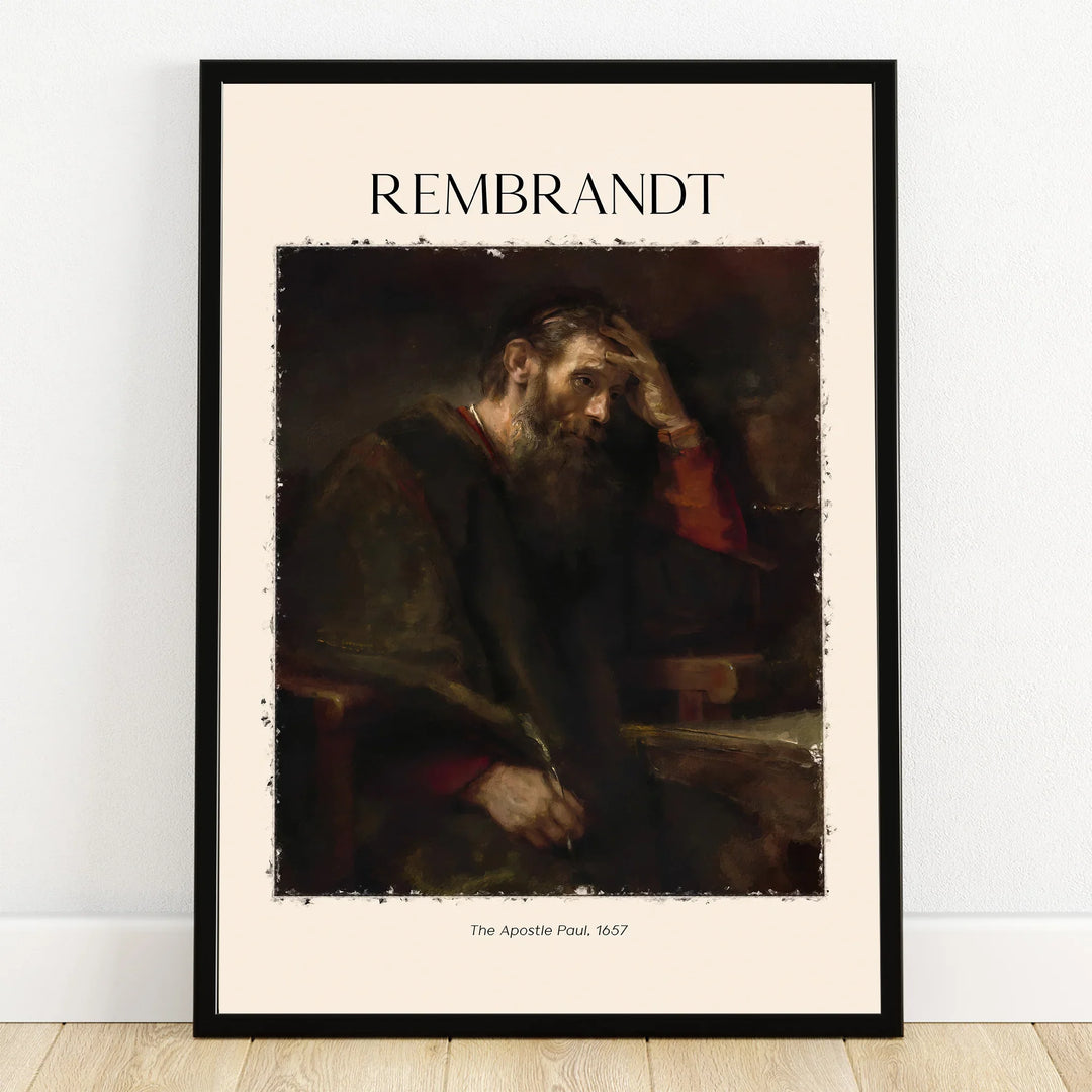 Framed Rembrandt wall art print featuring Apostle Paul painting, classic home decor