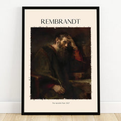 Framed Rembrandt wall art print featuring Apostle Paul painting, classic home decor