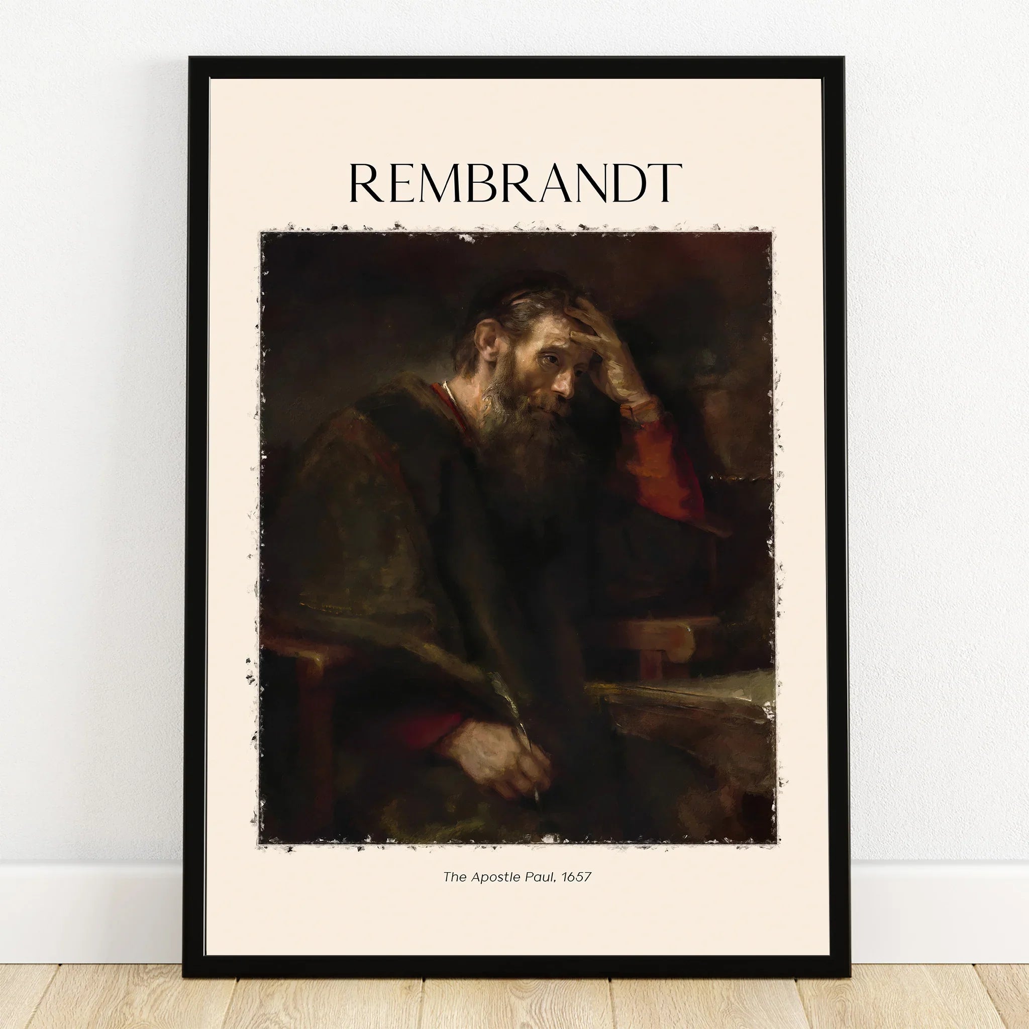 Framed Rembrandt wall art print featuring Apostle Paul painting, classic home decor