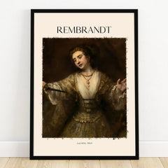 Framed Rembrandt Lucretia 1664 art print, classical woman portrait wall decor