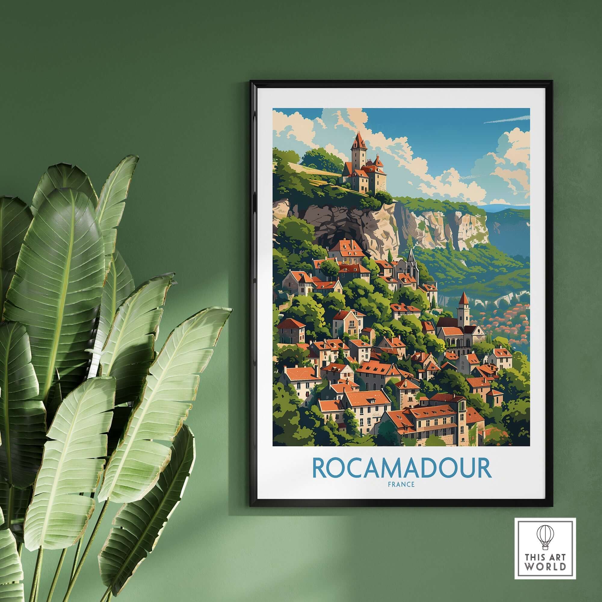 Rocamadour wall art print showcasing the scenic city in France, perfect for adding charm to home decor.
