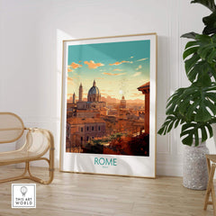 Stunning Rome poster showcasing Italian architecture and sunset, perfect for home decor and gifts.