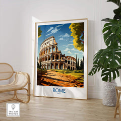 Rome print featuring the Colosseum, a stylish depiction of Italy's historic landmark for home decor.