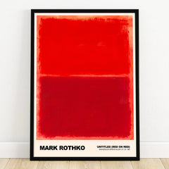 Framed abstract red wall art print featuring bold color blocks, modern home decor