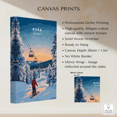 Ruka Finland Ski Poster - Nordic Winter Wall Art, Snowscape Print featuring a serene winter landscape.