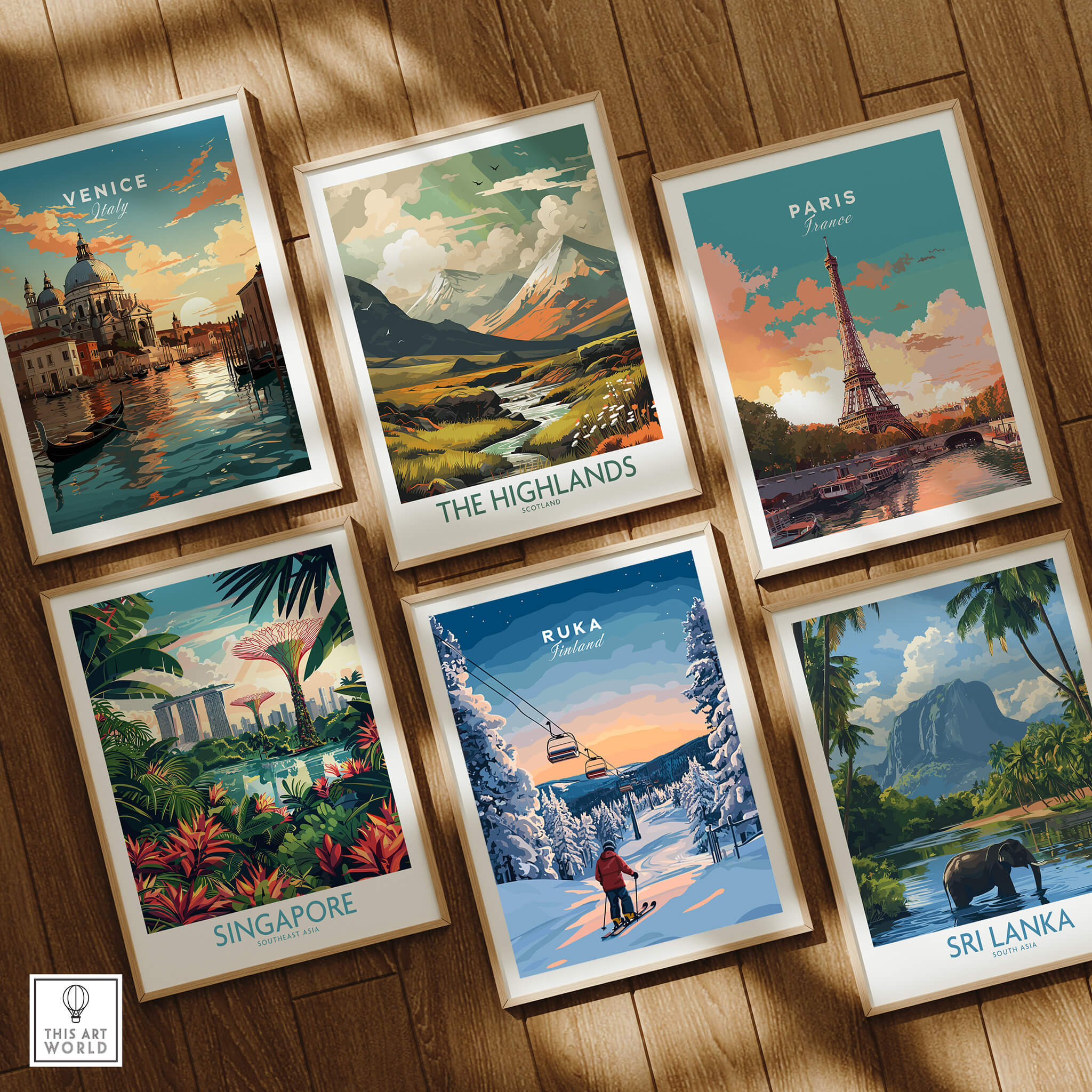 Ruka Finland Ski Poster - Nordic Winter Wall Art, Snowscape Print among travel-themed art posters.