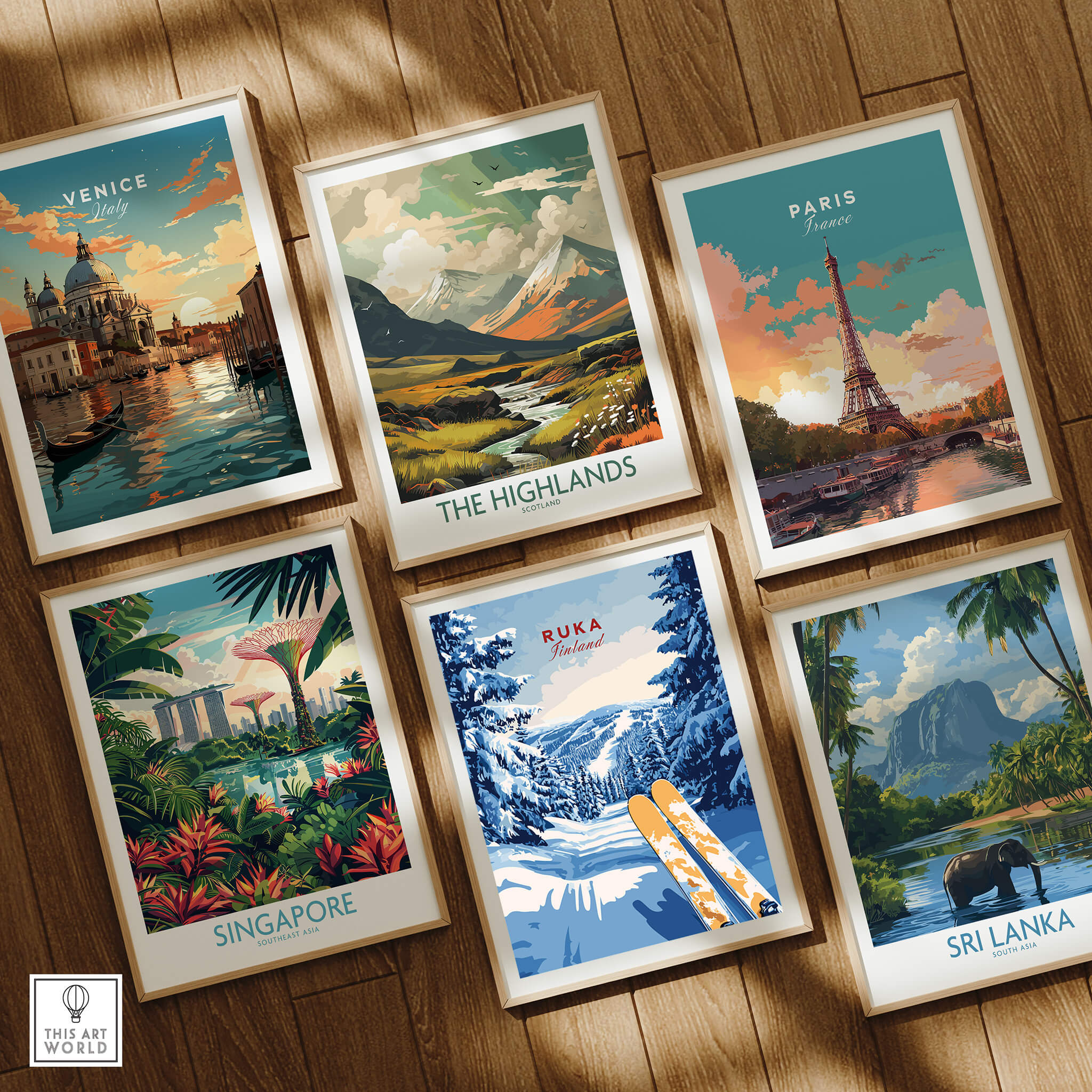 Ruka Ski Trail Print - Finland Slopes Poster, Snow-Covered Forest Wall Art framed with travel posters from around the world.