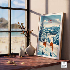 Ruka Ski Poster showcasing winter sports and scenic beauty of Ruka Finland, perfect for ski enthusiasts.