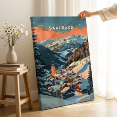 Saalbach Wall Art Print showcasing the picturesque alpine village of Saalbach, perfect for any home or office decor.