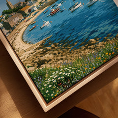 St Mary's Isles of Scilly Harbour Travel Poster — closeup framed canvas natural wood floating frame
