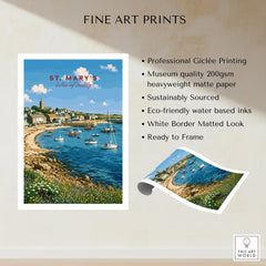 St Mary's Isles of Scilly Harbour Travel Poster — fine art print unframed quality details