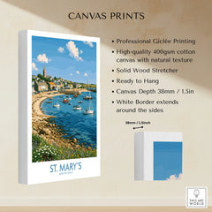 St Mary's Isles of Scilly Town Wall Art — canvas print stretched cotton canvas details