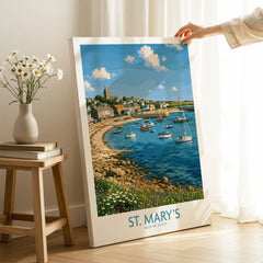St Mary's Isles of Scilly Town Wall Art — canvas print mirror edge hand holding room setting